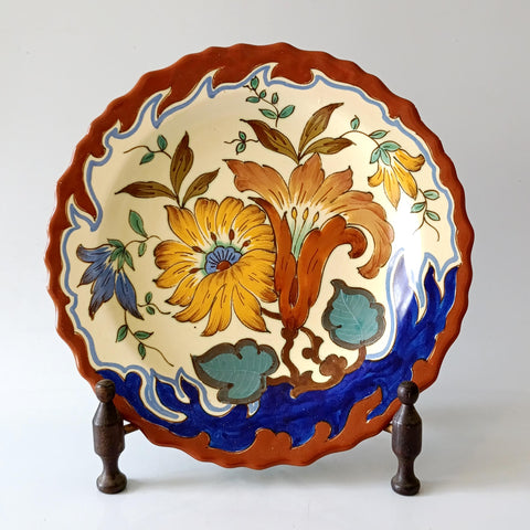 קערה גדולה (קוטר 32 ס"מ), ציור יד, וינטג' הולנדי, Gouda