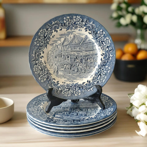 צלחות למנה עיקרית, וינטג' אנגלי, Royal Tudor Ware, 17th century england, מצב חדש