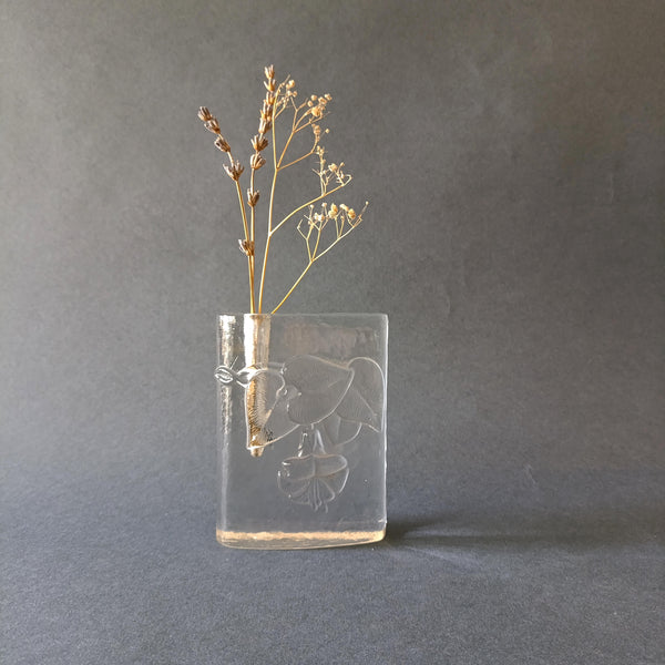 Bud Vase  MCM אגרטל זכוכית לפרח בודד, עם הבלטות נהדרות, וינטג' גרמני, WMF