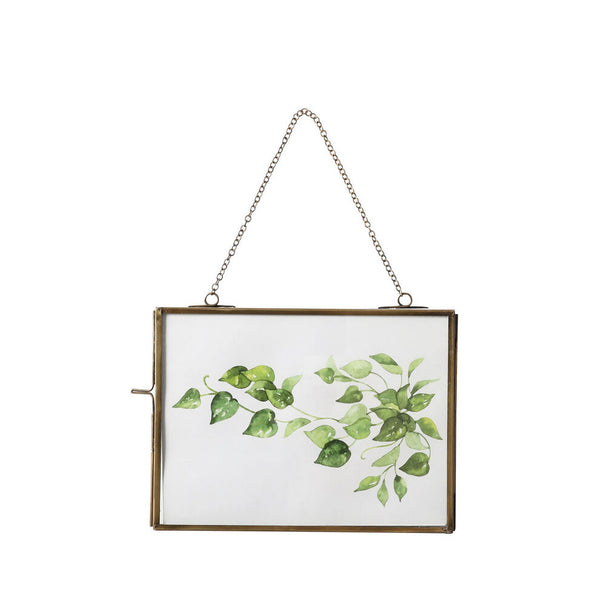 מסגרת זכוכית בראס רוחבית, עם הדפס, גודל 15X20, מסגרת לפרחים מיובשים