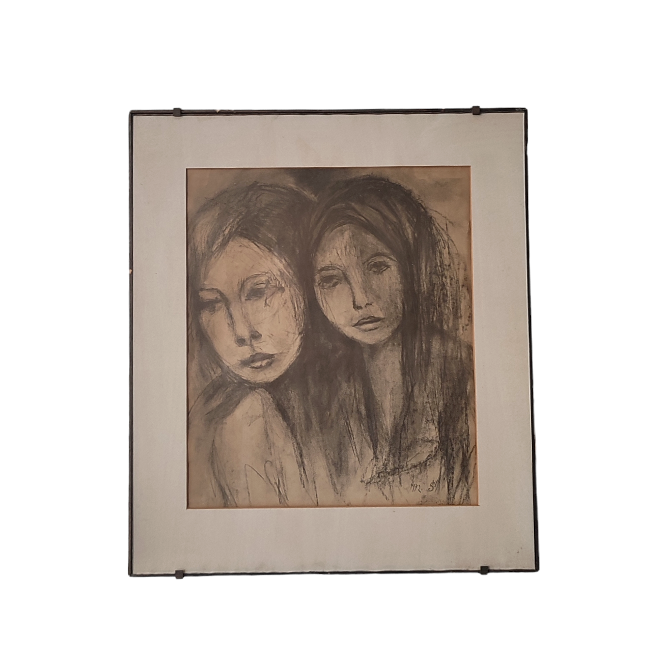 שתי נערות, ציור מקורי חתום וממוספר