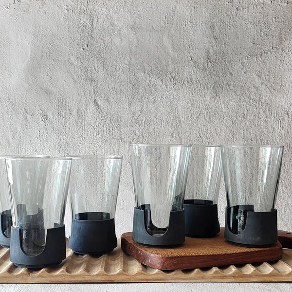 6 כוסות זכוכית, וינטג' MCM, קורנינג, L, חדשות ללא שימוש קודם