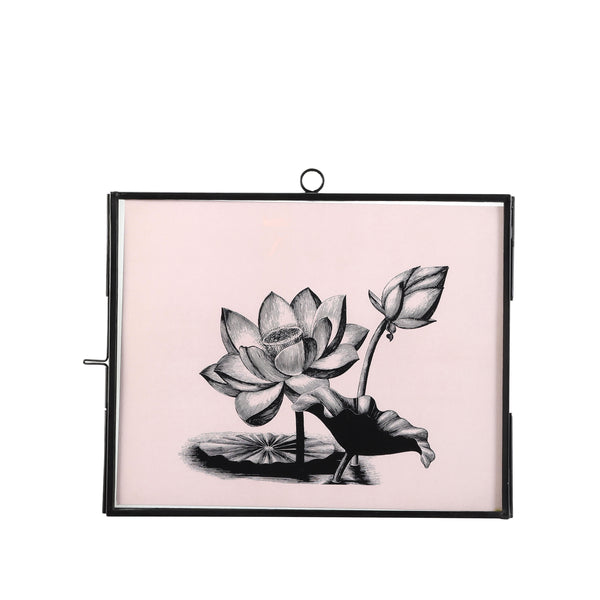 מסגרת זכוכית שחורה רוחבית, עם הדפס, גודל 20X25, מסגרת לפרחים מיובשים